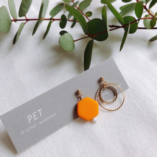 hexagon glass 【 orange × circle】