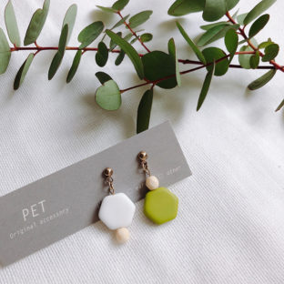 hexagon glass 【yellow Green×White】