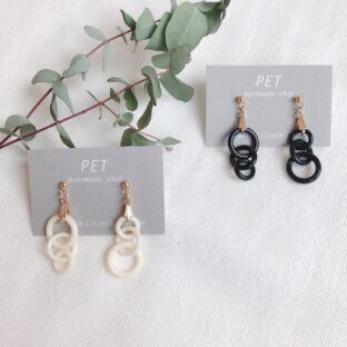 三連ring【black・white】（ピアス・イヤリング）