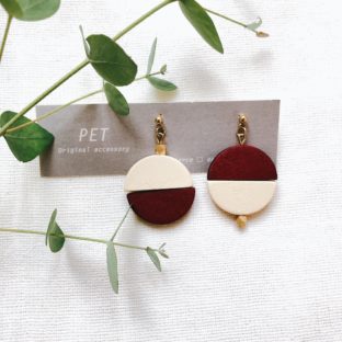 wood circle【red×white】