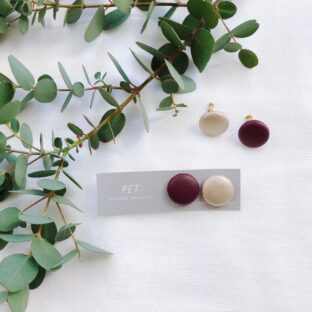 バイカラー・レザーボタン（イヤリング）