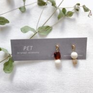 MINI【 brown×white 】（ピアス・イヤリング）