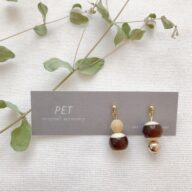 【MINI】（マーブルbrown × white）（ピアス・イヤリング）