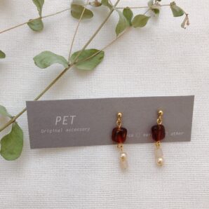 MINI 【 brown×Perl 】（ピアス・イヤリング）