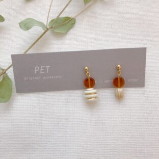 MINI 【 brown×honey】（ピアス・イヤリング）