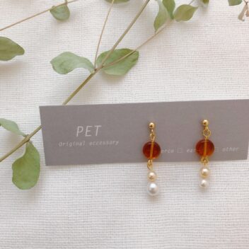 MINI【 ⚪︎brown×Perl 】（ピアス・イヤリング）
