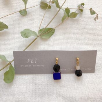 【MINI】（Square×Black）（ピアス・イヤリング）
