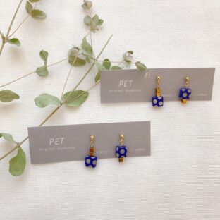 【MINI】（Dot square Blue）（ピアス・イヤリング）