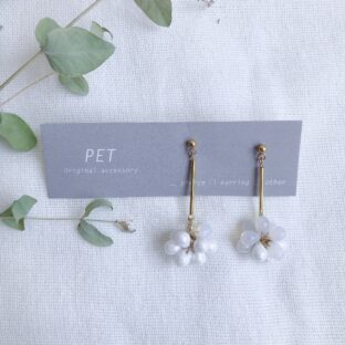 Drop glass short【white】（ピアス・イヤリング）