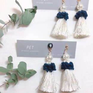 カメオ×タッセル（ピアス・イヤリング）