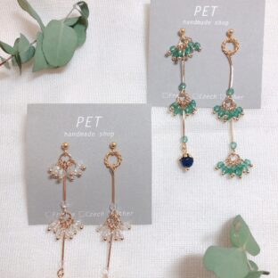 線香花火の耳飾り【ビーズ】（ピアス・イヤリング）