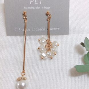 線香花火×コットンパール（ピアス・イヤリング）