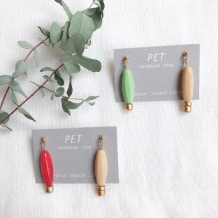 なつめガラスS【green・red】（ピアス・イヤリング）